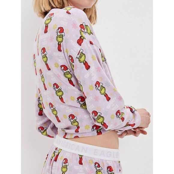 NWT American Eagle Ballet Pink Grinch Pajama Set (XS) - Picture 5 of 5